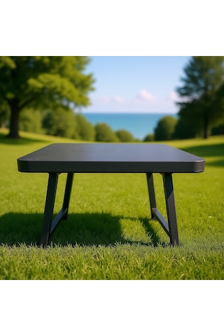 Ekstra Dayanıklı Katlanır Piknik Masası - 44x58 Cm Kaliteli Plastik Balkon Ve Bahçe Sehpası Siyah