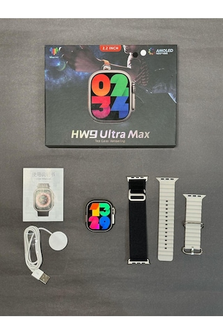 Wearfitpro Hw9 Ultra Max 49mm Amoled Ekran 2.2inç Çift Kordon Vidalı Kordon Kilitli Akıllı Saat