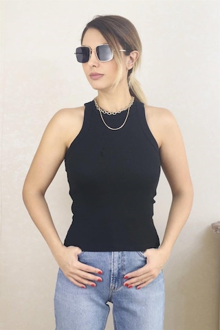 Ritnice Kadın Premium Doku Siyah Fitilli Pamuklu Atlet