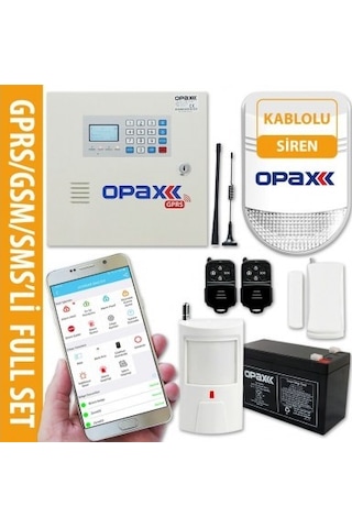 Opax-2646 Gprs Alarm Paneli & Bgr-10 Kablolu Sirenli Full Set