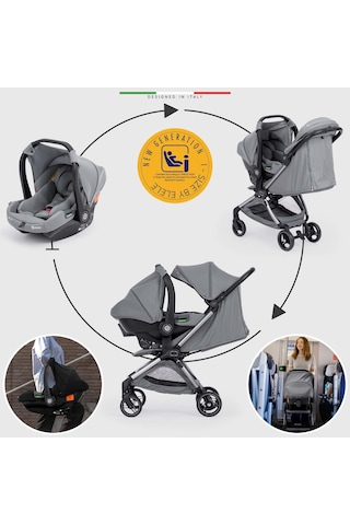 Elele Pilota Premium Kabin Tipi Travel Sistem Bebek Arabası Gri