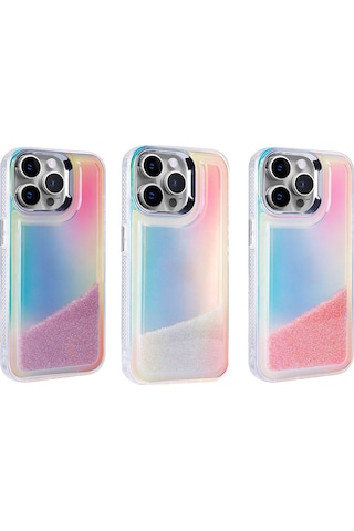 Nourthkiingdom Apple Uyumlu iPhone 14 Pro Max Kılıf Airbagli Renkli Arka Yüzey Boncuk Tasarımlı Nrtk Kumul Kapak - Pembe Pembe