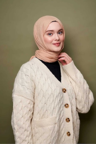 Bambu Şal Tesettür, Pamuklu, Hafif, Rahat, Şık, Yüksek Kalite, Hijab, Shawl, Original, Lux Kum Beji