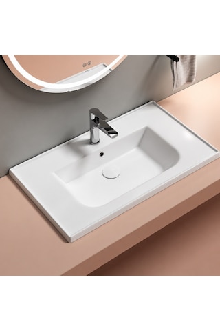 Isvea Sistema L İnce Formlu Lavabo 81x46,5 Cm Beyaz 10le50081