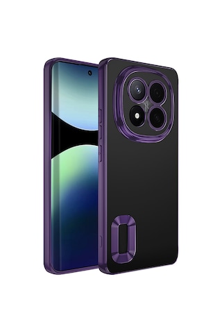 Xiaomi Redmi Note 14 Pro Plus Kılıf Kamera Korumalı Logo Gösteren Zore Omega Kapak Derin Mor