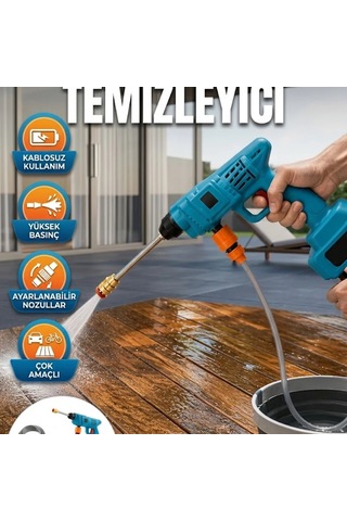 Şarjlı Yüksek Basınçlı Oto Yıkama Ve Bahçe Sulama Tabancası 15000mah Lityum Pil
