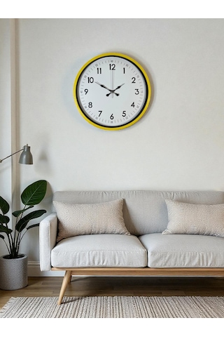 36 Cm Sarı Dekoratif Duvar Saati Renkli 52510252
