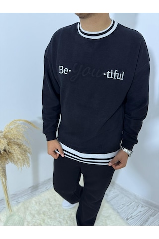 Highlander Be-you-tiful Nakışlı Selanık Kumaş Sweatshirt Lacivert