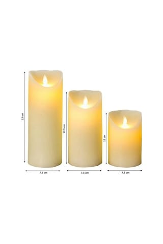 Hfambition 3'lü Led Sönmeyen Mum Seti - Motorlu Titrek Alev, Abs Malzeme, Pilli Ev Dekorasyon Işıklı Aydınlatma Diğer