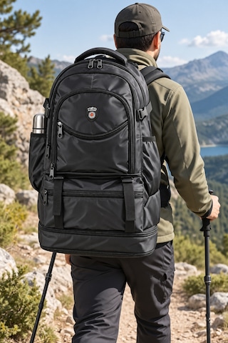 Dodomar Cakard Siyah 60 L Körüklü Dağcı Sırt Çantası Outdoor Trekking 63x37x21 Cm Desenli