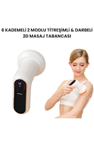 6 Kademeli 2 Modlu Titreşimli 2d Masaj Aleti 5 Başlıklı, Şarjlı, Tüm Vücut Kullanımına Uygun Beyaz