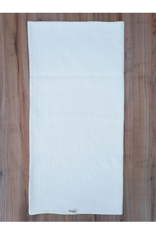 S.kahve Kız Erkek Bebek Battaniyesi Pike %100 Pamuklu Doğal Organik Uyku Çift Taraflı Örtü 86x86cm Ekru