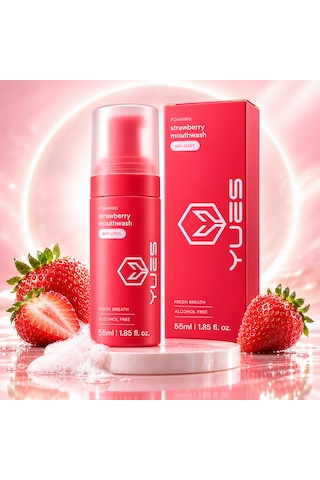 Yues Çilek Aromalı Alkolsüz Köpük Ağız Gargarası 55 Ml