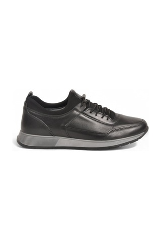 Castle Black Siyah Hakiki Deri Lastik Bağcıklı Erkek Casual Sneaker Ayakkabı 42158