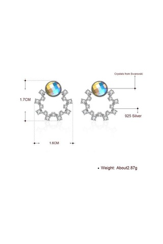 S925 Ayar Gümüş Kadın Küpe Renkli Avusturya İle Sevimli Çelenk Kristal Saplama Küpe Sıcak Satış Takı Hediye Saplama Küpe Altın - Beyaz
