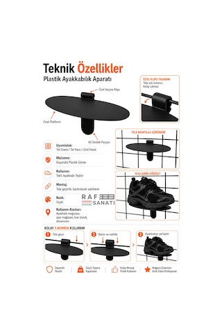 1 Adet - Tel Panoya Geçme Plastik Ayakkabı Rafı Ayakkabı Standı Ve Raf Aparatı Siyah