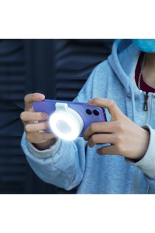 Tongxida Magnetik Dolgu Işığı, Selfie Işığı, Güç Bankası, Magsafe Uyumlu, Dönme Stand, Beyaz Beyaz