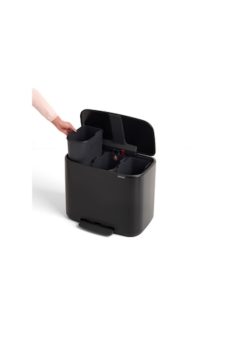 Brabantia Bo Matt Black Pedallı Çöp Kutusu 3x11lt Siyah
