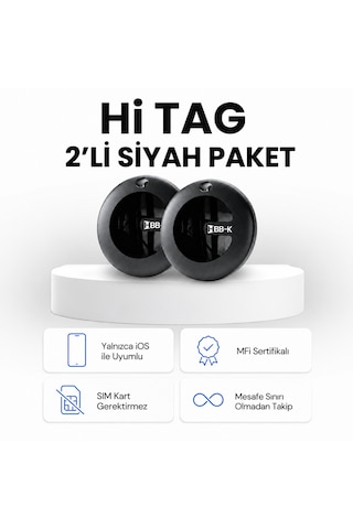 Hbb-k Hi Tag Akıllı Takip Cihazı Sadece Apple Uyumlu Uyumlu Siyah 2'li