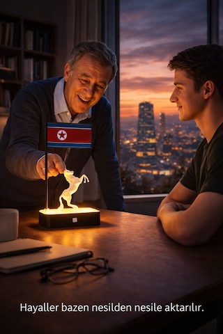 Kuzey Kore Bayrak Led Masaüstü Dekor Kişiye Özel İsimli Minimal Tasarım Modern Ev Ofis Aksesuarı Hediyelik 3d Baskı Gece Lambası Ebat-Renk-20Cm-Siyah