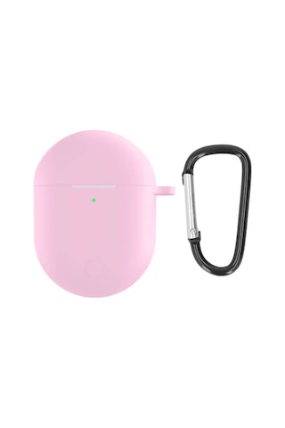 Koodmax Xiaomi Redmi Buds 3 Pro / Airdots 3 Pro Uyumlu Silikon Kılıf + Metal Kopça - Pembe