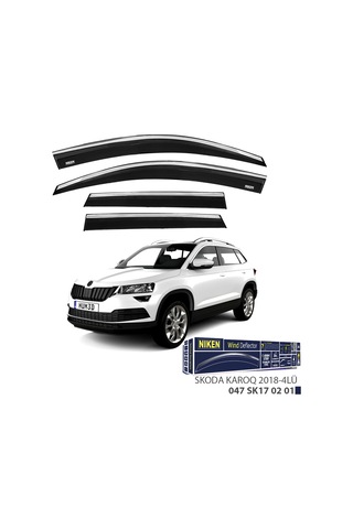 Skoda Karoq 2018- Sonrası Kromlu Cam Rüzgarlığı Niken 4'lü Set