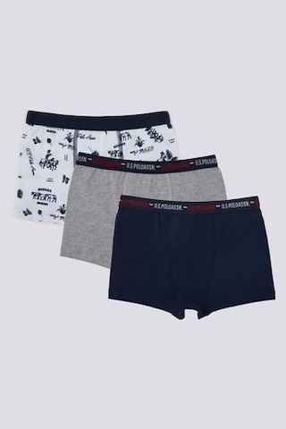 U.S. Polo Assn. Erkek Çocuk Boxer 3'lü Takım Beyaz