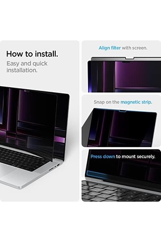 Apple Uyumlu MacBook Pro 16" M5/m4/m3/m2/m İle Uyumlu Cam Ekran Koruyucu Safe View Privacy Hayalet - Afl06157