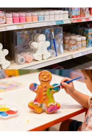 Kurabiye Adam Temalı Boyanabilir Seramik Set Al Boya Oyna Çocuk Aktivite & Atölye Seti