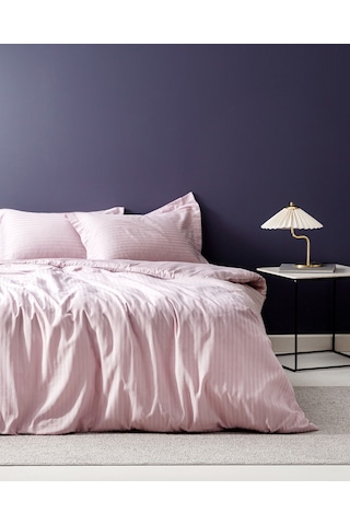 Madame Coco Elicia Çift Kişilik %100 Pamuk Çizgili Saten Nevresim Takımı - Açık Mürdüm 8684427187388 Çok Renkli