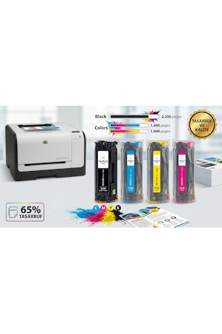 Nekes Hp 125a Cb540a  Uyumlu Toner Seti 4 Renk - Cp1215 Cm1312 Cm1515 Uyumlu