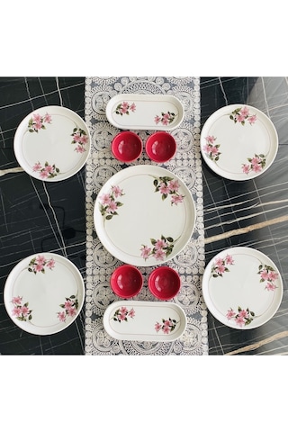 Kar Çiçeği 4 Kişilik 11 Parça Kahvaltı Takımı Vişne Çürüğü