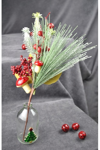 1 Adet 30 Cm Yapay Yılbaşı Çiçeği Dekoratif Yılbaşı Çiçek New Year Christmas- Kahverengi