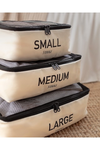 Madame Coco Eva 3'lü Bavul İçi Düzenleyici - Krem 8684427147733 Ekru