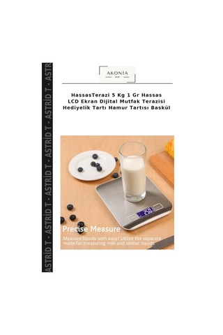 Hassasterazi 5 Kg 1 Gr Hassas Lcd Ekran Dijital Mutfak Terazisi Hediyelik Tartı Hamur Tartısı Baskül Gümüş