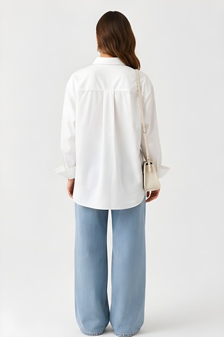 Lili Woman Kadın Beyaz Oversize Poplin Gömlek 4943