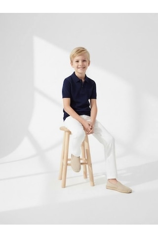 Zekids Erkek Çocuk Tasarım Pantolon-17166 Beyaz