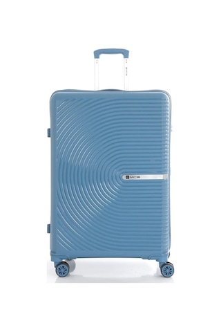 Mçs Bavul Büyük Ve Kabin 2li Set Kırılmaz Silikon Valiz V374 Sky Blue Sky Blue