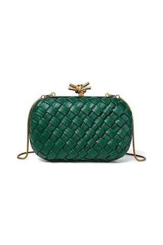 Trendooze Tianchishop Kadınlar İçin Altın Dokuma El Çantası Siyahımsı Yeşil Şık Boyut Siyah - Yeşil