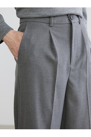 Lcw Vision Gri Loose Fit Kadın Pileli Pantolon