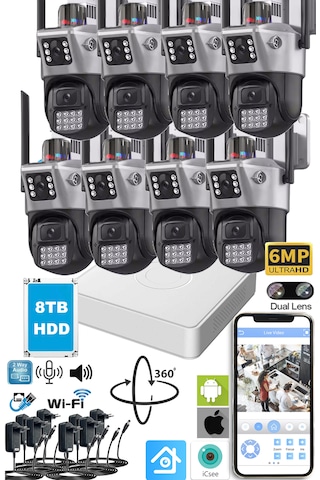 8 Kameralı 8tb Hdd Li Güvenlik Sistemi Hareketli Wifi Xmeye