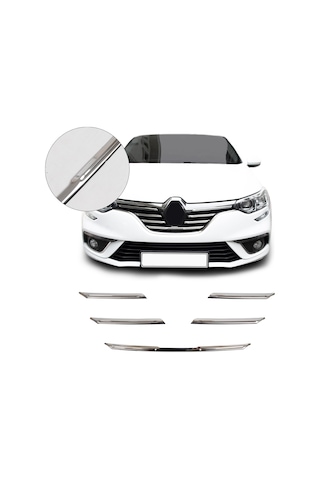 Renault Megane 4 Uyumlu 2016-2020 Krom Ön Panjur 5 Prç. Paslanmaz Çelik