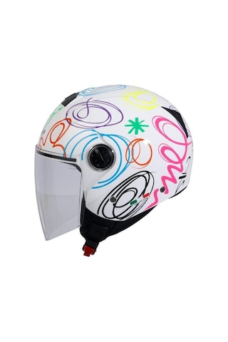 715 Kask Whıte Flower Ayna Vizörlü Beyaz