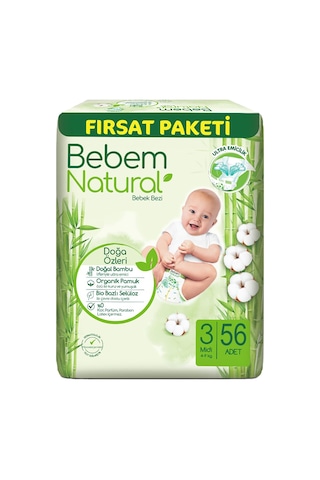 Bebem Bebek Bezi Natural Beden:3 4-9kg Midi 280 Adet 3 Numara