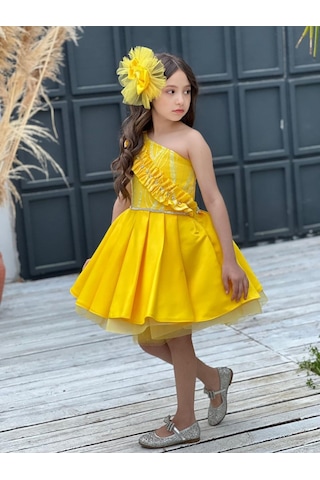 Uğurböceğiçocuk Vildan Saten Bel Taş Detay 3'lü Kız Çocuk Abiye 001