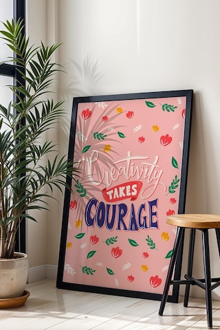 Creativity Takes Courage Çerçeveli Tablo - Yaratıcılık Cesaret İster Yazılı Motivasyon Poster Tablo