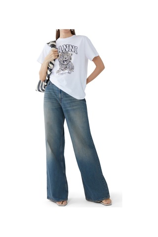 Good American Ayarlanabilir Kenarlarıyla Geniş Paça Pantolon Darkblue