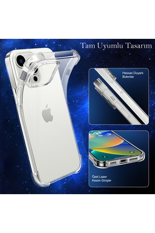 Apple Uyumlu iPhone 14 Pro Max Kapak Antishock Airbag Köşe Korumalı Silikon Şeffaf Kılıf