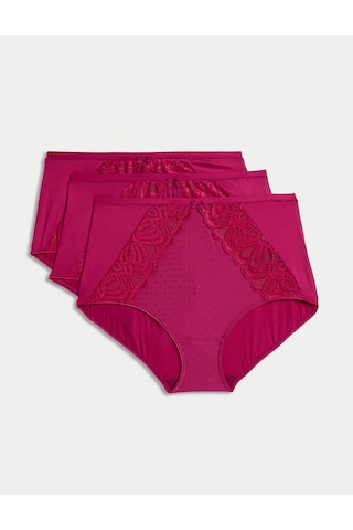 Marks & Spencer 3'lü Amelia Dantelli Full Brief Külot T61005781F Bordo