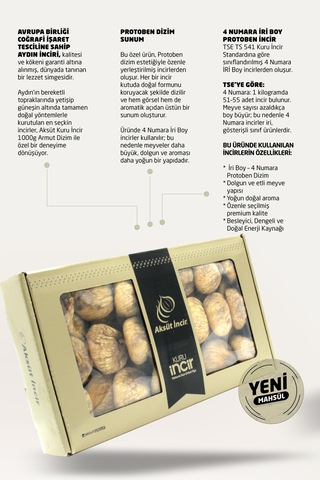 Kuru İncir Protoben Dizim 1000g Aydın İnciri Ab Coğrafi İşaretli 1 KG